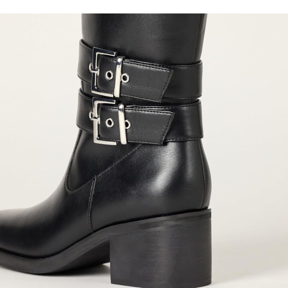 The Drop ‘Sage’ Tall black Biker/ Moto Boot with Buckles NEW w/ tags size 11 - Picture 5 of 10